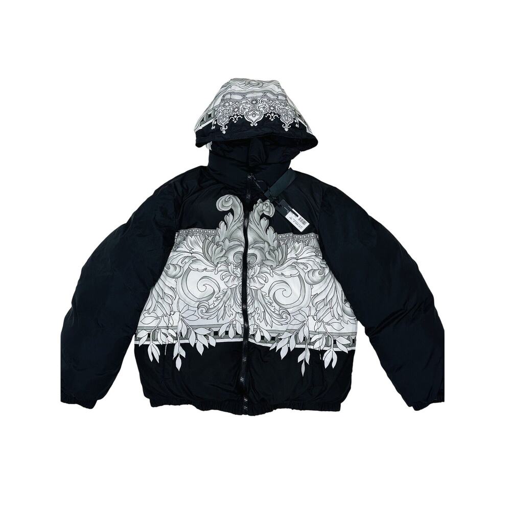 NWT Versace Medusa Barocco Reversible Puffer Jacket Black White IT 50 L $2,500